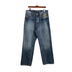 COOGI Vintage Y2K Statement Denim Embroidered Rainbow Urban Hip Hop Spellout